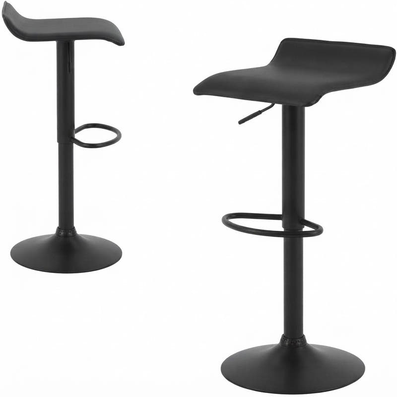 Tabouret de bar design Flam, lot de 2 - simili cuir, métal - vue 1