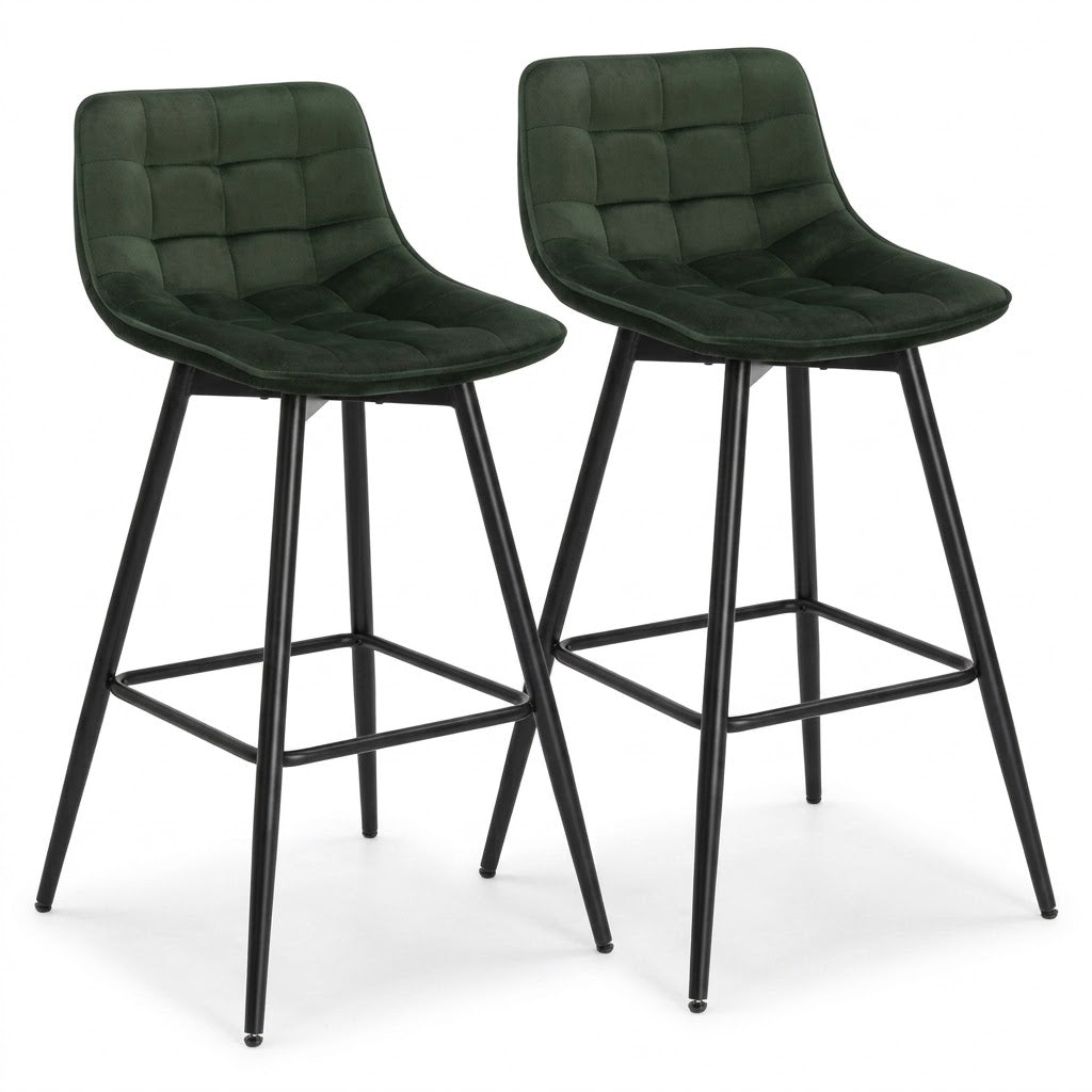 Chaise de bar haute Bergen lot de 2 – zoom piétement 4 pieds métal noir mat – Haut-Comptoir