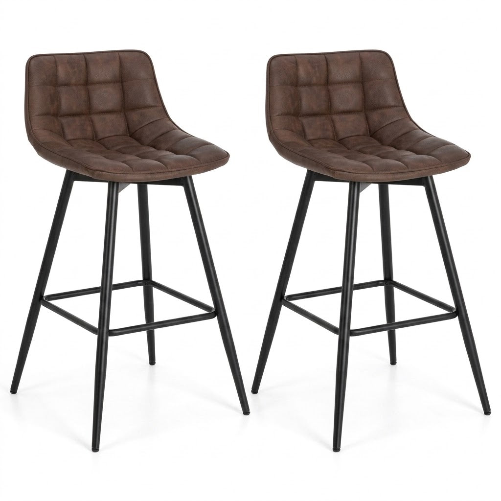 Chaise de bar haute Bergen lot de 2 – vue profil coloris crème ivoire velours – Haut-Comptoir