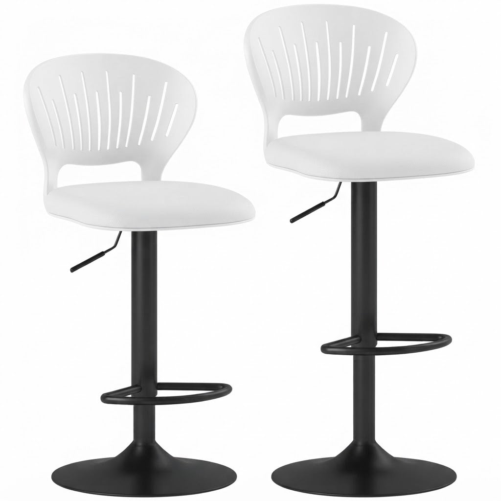Tabouret de bar réglable Molde lot de 2 – duo face et dos, coloris PU noir et base noire – Haut-Comptoir