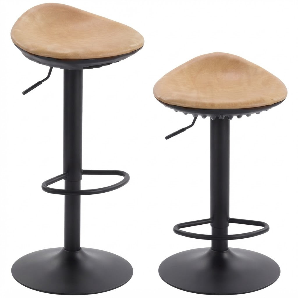 Tabouret de bar scandinave Lund, lot de 2 - effet chêne clair, pied métal noir - vue 1