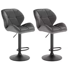 Tabouret de bar pivotant Snö lot de 2 – zoom accoudoirs intégrés et base disque noire – Haut-Comptoir