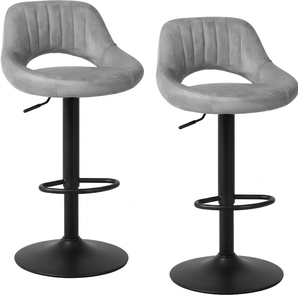 Tabouret de bar pivotant Havana lot de 2 – vue 3/4, dossier nervuré vertical et base tulipe – Haut-Comptoir