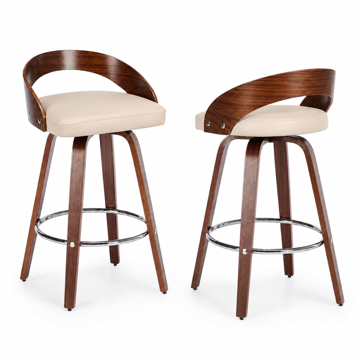 Chaise de bar en bois Kiruna lot de 2 – schéma dimensions H64 cm, assise ø38 cm – Haut-Comptoir