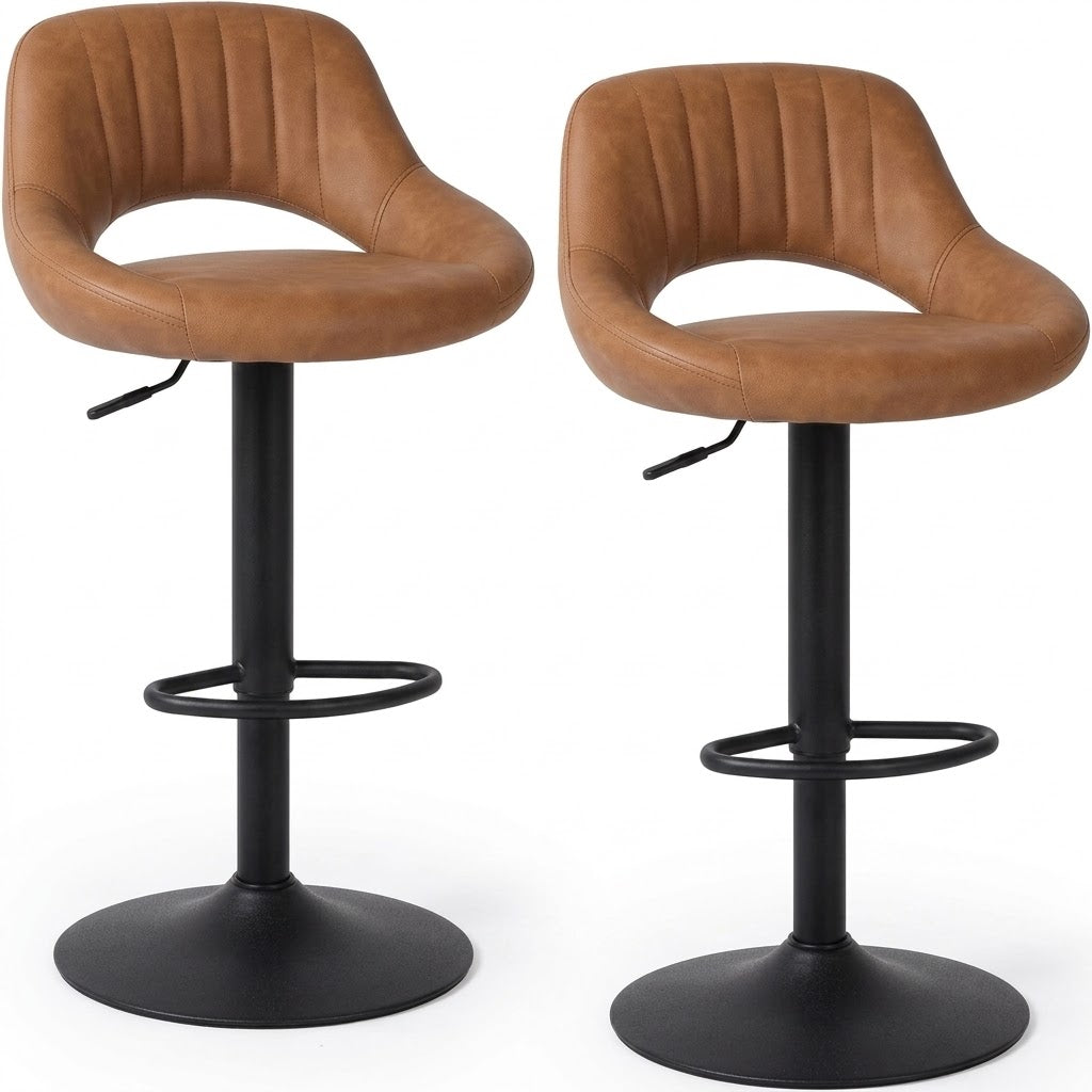 Tabouret de bar pivotant Havana lot de 2 – zoom dossier bas arrondi découpe centrale – Haut-Comptoir
