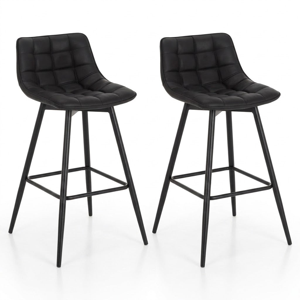 Chaise de bar haute Bergen lot de 2 – duo coloris bleu canard velours – Haut-Comptoir