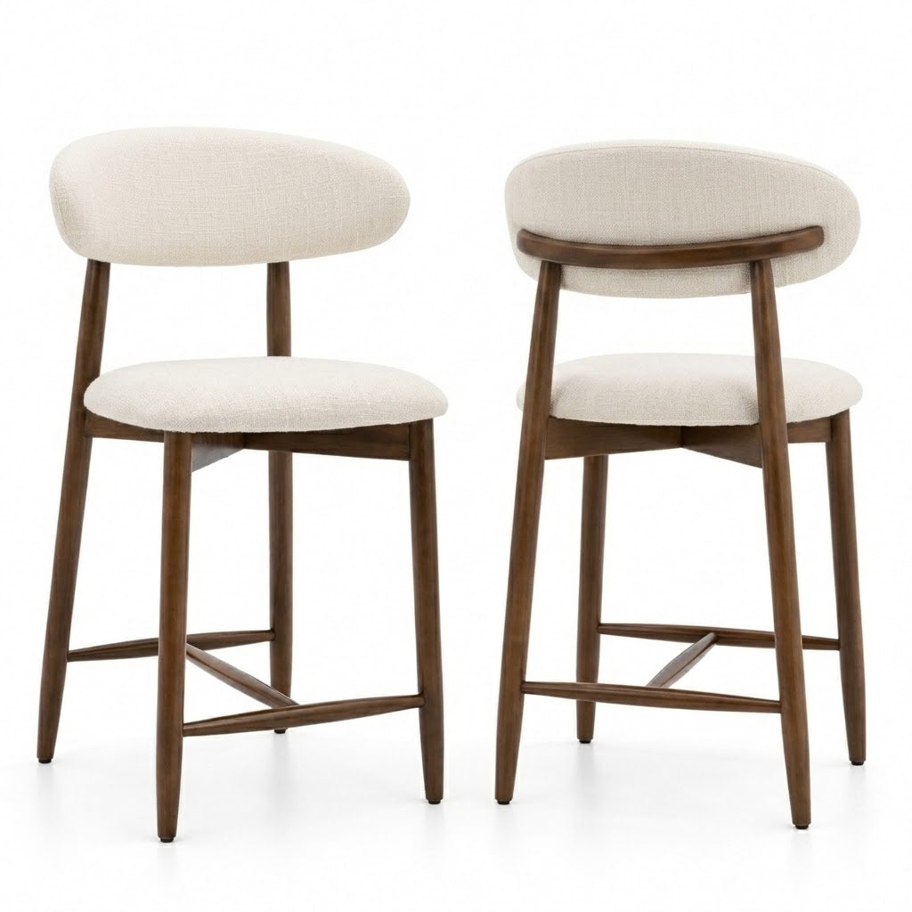 Chaise de bar en bois Oslo lot de 2 – schéma dimensions H64 cm, assise ø32 cm – Haut-Comptoir