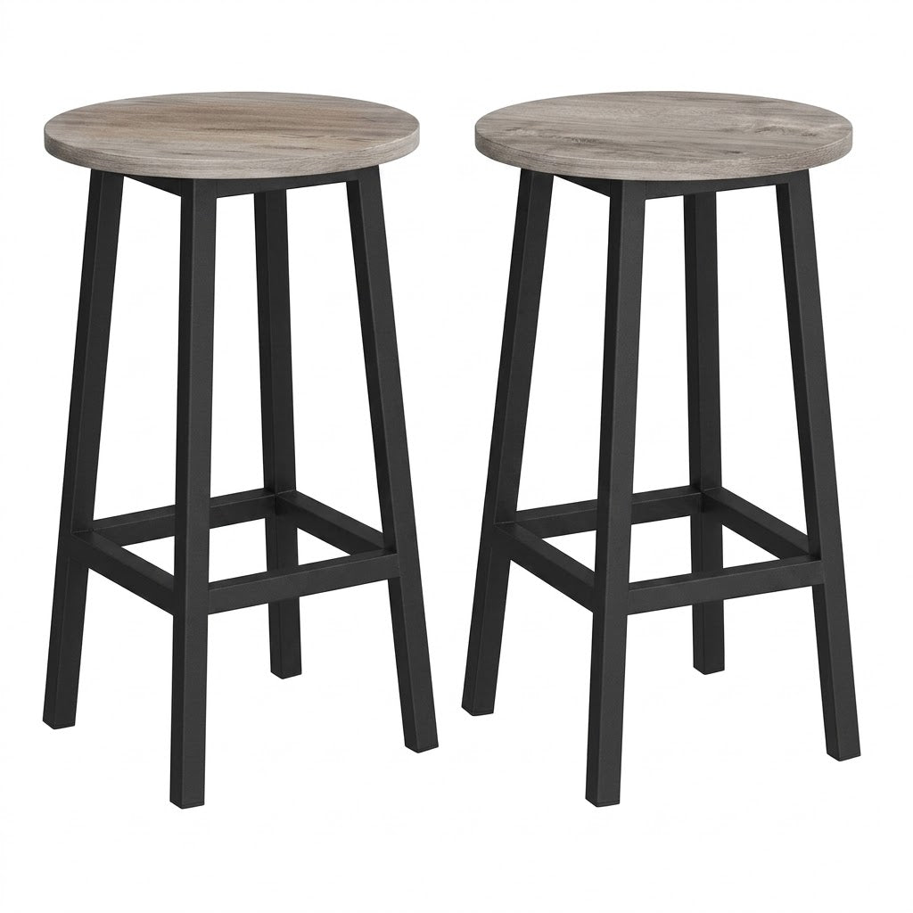 Chaise bar haute bois et acier Lykke lot de 2 – schéma dimensions H64 cm, assise ø30 cm – Haut-Comptoir